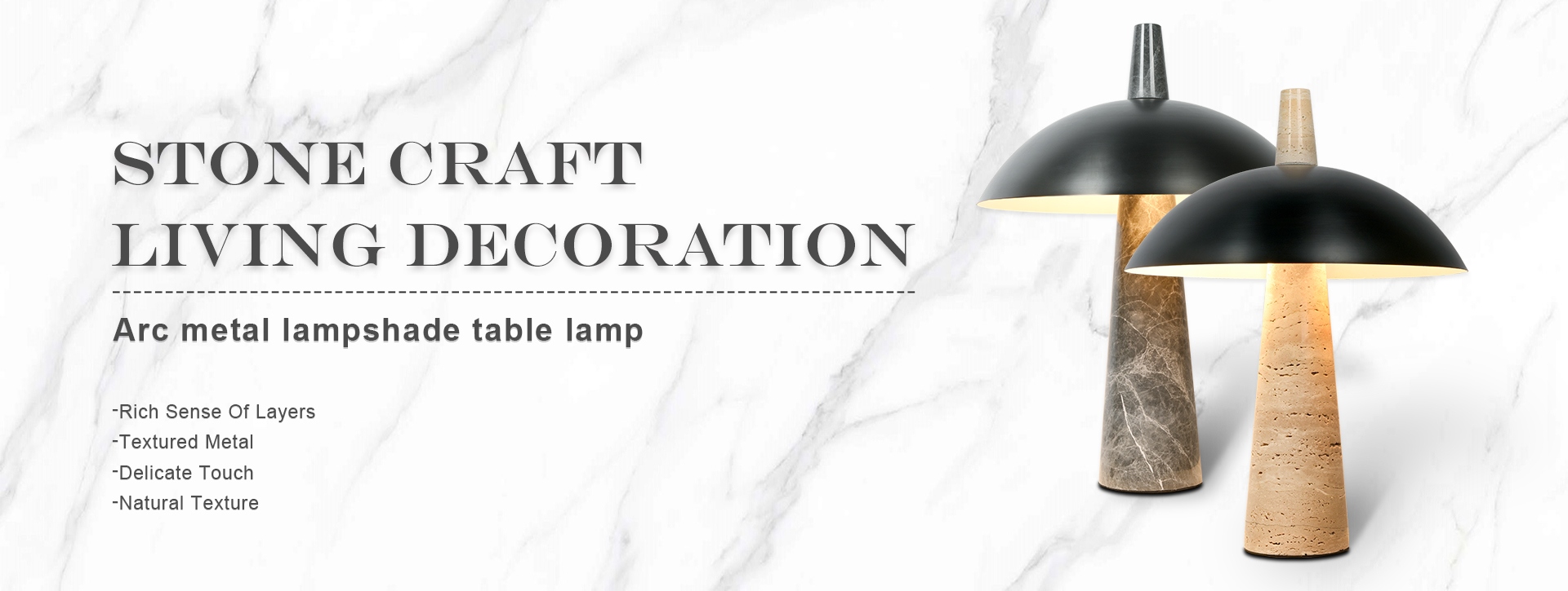 Marble lamp,Stone table light,Bedside table lamp,Haisa grey marble craft table lamp with black metal shade